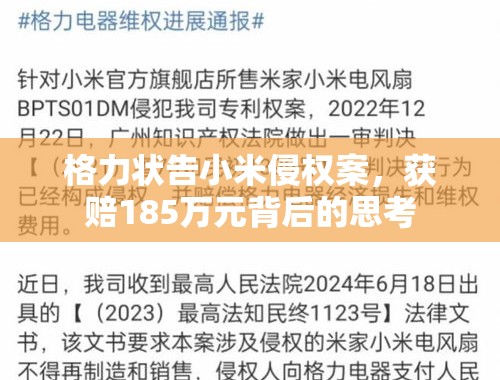 格力状告小米侵权案，获赔185万元背后的思考